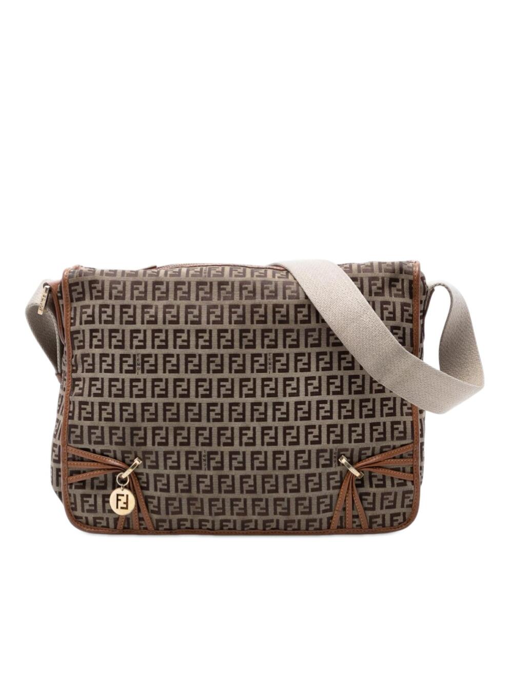 Fendi Zucchino Canvas F Charm Crossbody #304158F49B